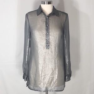 Michael Kors Sheer long sleeve Gray Popover Tunic!